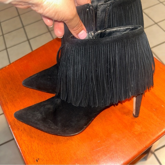 Sam Edelman Fringe Black Ankle Booties Suede Sz 7 - Picture 1 of 4